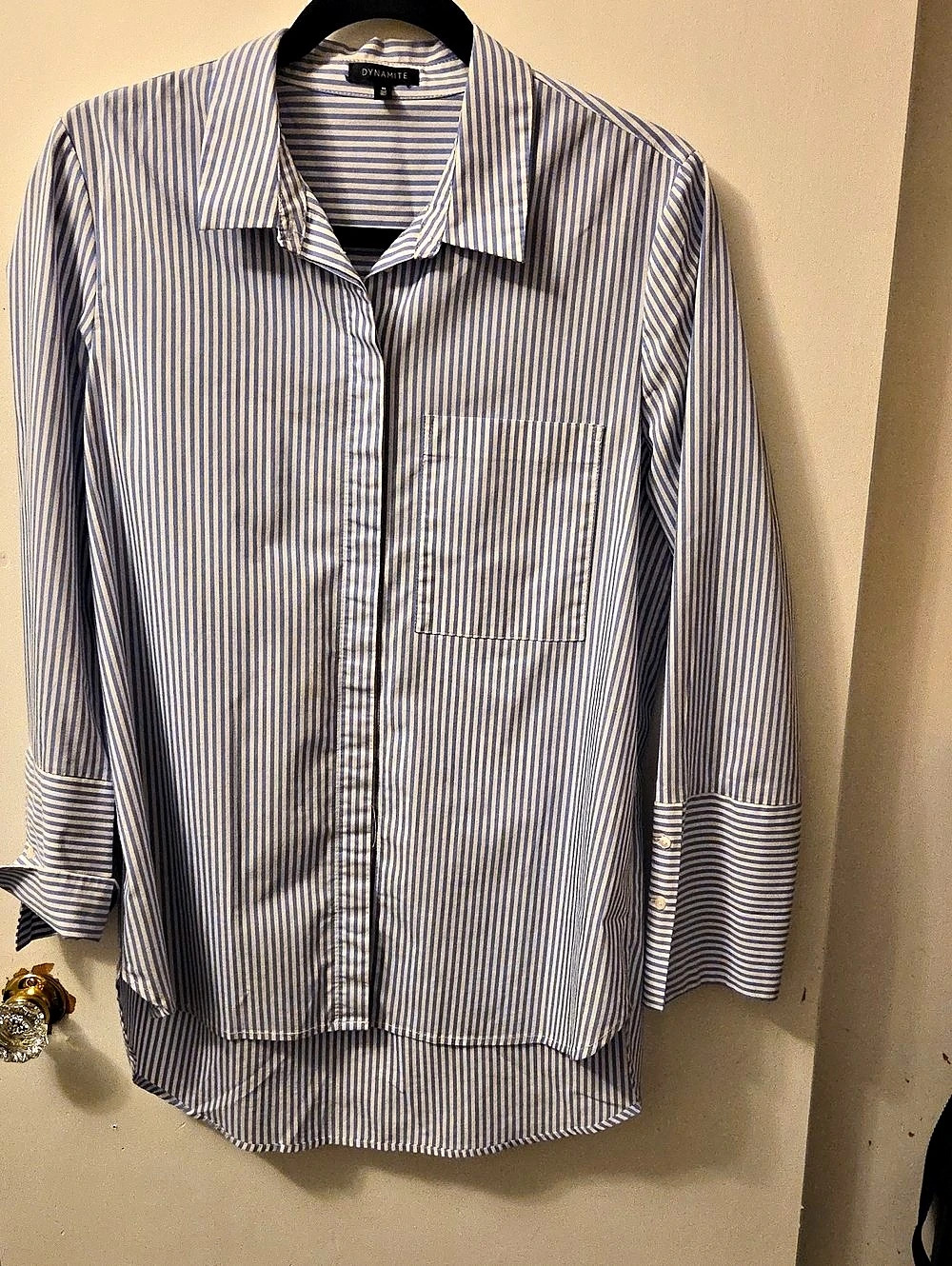 Dynamite Frida Striped Oversized Button Up Shirt Striped Button Down Shirt in